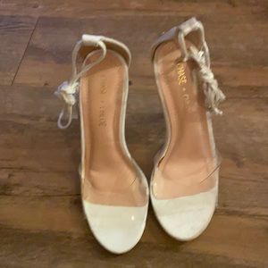 Ivory white suede heel size 5.5